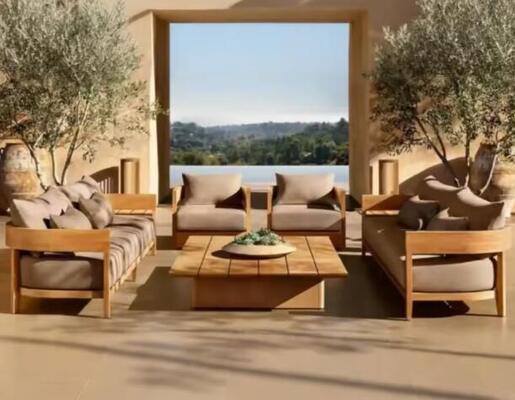 Teak wood Sofa Set 8Pieces Weather Resistant UV Resistant Durable For Gardens Courtyards Villas