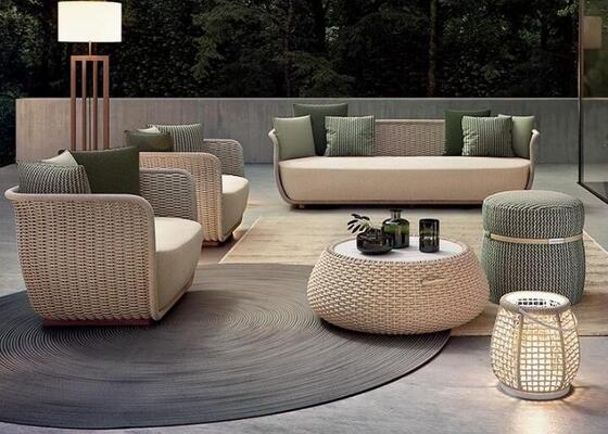 Three seater Rope Sofa Set Weather Resistant Durable For Gardens Courtyards Villas