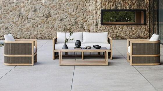 Teak sofa set outdoor or indoor use high density sponge