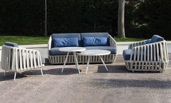 High quality Aluminum Rope patio sofa set high density sponge