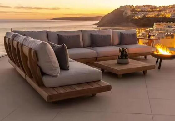 Teak Wood Outdoor Sectional Lounge Furniture Sofa Set high density sponge