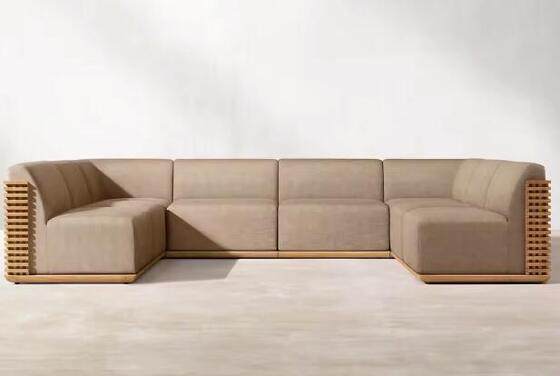 Waterproof Cushion Patio Sectional Sofa Set Balcony Relax Single Teak Wooden