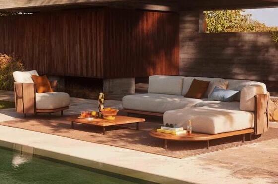Luxury Modern Teak Wood Patio Garden Sofa Set Outdoor Furniture Hotels