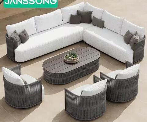 Aluminum Luxury Garden Furniture Lounge Sofa Set L-shape Sectional Sofa Patio Furniture Sofa Set