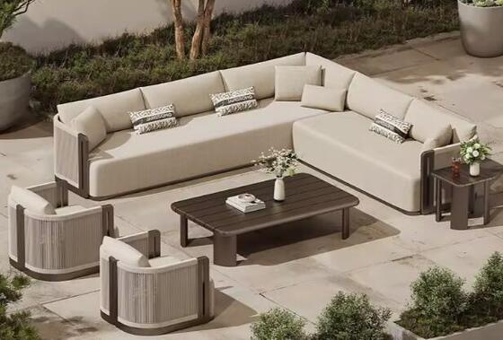 Factory Hot Sale Modern Outdoor Sofa Set Luxury Aluminum Garden Furniture with Waterproof Cushions