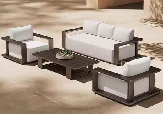 Modern Outdoor Aluminum Furniture Weather-Resistant Fabric Sofa Set for Villa Garden Beach & Restaurant