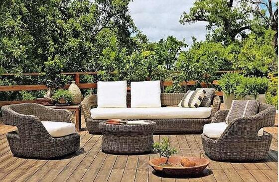 Outdoor Patio Aluminum Furniture Couch PE Waterproof Wicker Outdoor Courtyard Woven Rattan Garden Sofa Set