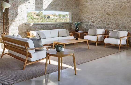 High quality teak wood Outdoor Sofa Set with Cushion furniture for hotel