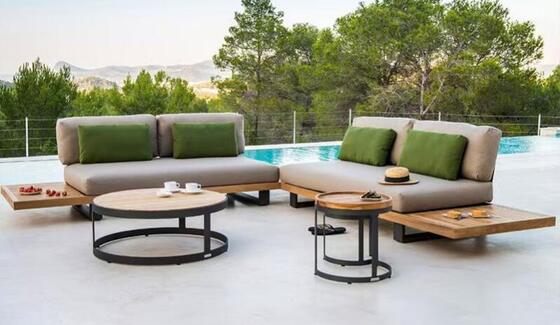 Teak wood Customizable Sectional Lounge Hotel Patio Modern Furniture Outdoor Sofa