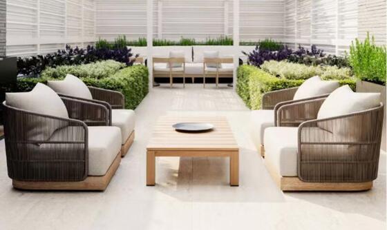 Teak Wood Outdoor Garden Sofa Set Patio Furniture for Hotels and Balconies