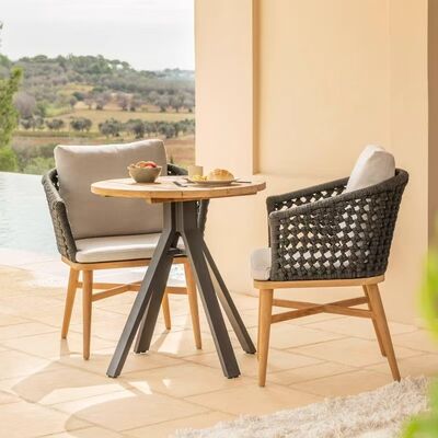 3Pcs Outdoor Teak Wood Coffee Table and Chairs