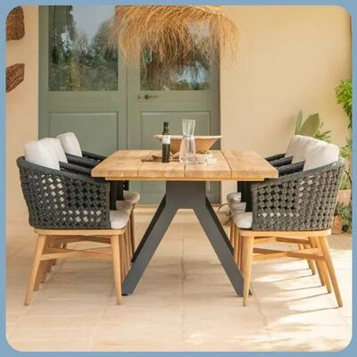 Moder Dining Table Chair Set Waterproof UV Resistant Outdoor Patio Balcony Use