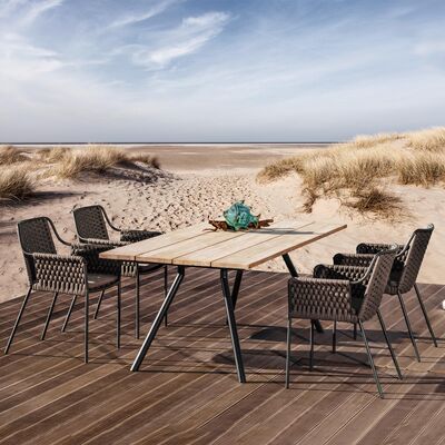 Teak wood Outdoor Dining Table Set 6 Seater Dining Table and Chair Set