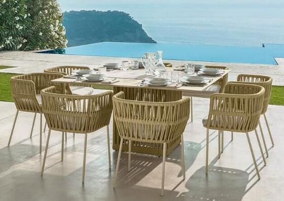Modern Outdoor table Sets Factory Direct Sale Rattan Glass Table For Patio Garden Beach Park Use
