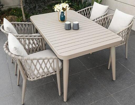 Outdoor table 4pcs Chairs Outdoor PolyWood Table And Rope Chair