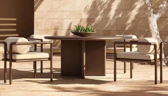 Aluminum frame outdoor garden round table design Garden table and chairs Patio villa