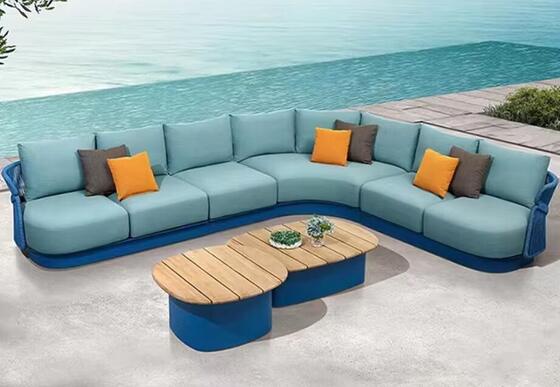 Hot Sale Outdoor Sofa Set with Aluminum Frame and UV Resistant Rope Designed for Weather Resistance and Outdoor Comfort