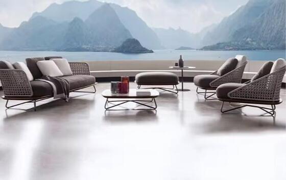 Hot Sale 5 Pieces Outdoor Furniture Set Weather Resistant UV Resistant Rope Durable Aluminum Frame Ideal for Gardens Courtyards Villas