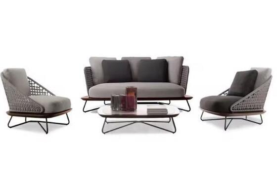 Hot Sale 5 Pieces Outdoor Furniture Set Weather Resistant UV Resistant Rope Durable Aluminum Frame Ideal for Gardens Courtyards Villas