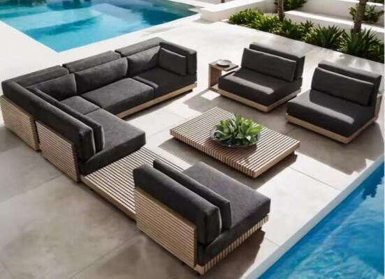 Garden Sofa Set 8Pieces Weather Resistant UV Resistant Rope Durable Aluminum Frame Ideal For Gardens Courtyards Villas