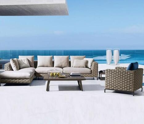 Rope Sofa Set Weather Resistant UV Resistant Durable For Gardens Courtyards Villas