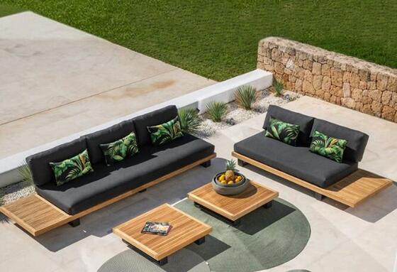 Aluminum frame Teak wood Garden Sofa Set Weather Resistant Gardens
