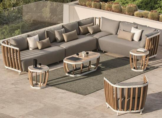 Premium Luxury Teak wooden Patio Sectional outdoor Sofa Set Weather Resistant Gardens