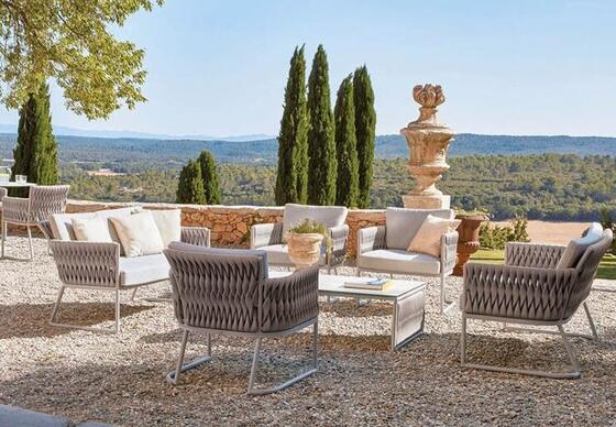 Rope Aluminum frame Courtyard Hotel Park Use outdoor sofa set  weather resistant outdoor furniture