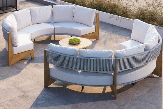 Rope weaven Teak wood teak sofa set weather resistant round shape