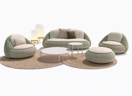 Colorful PE Rattan Wicker Aluminum outdoor sofa set weather resistant