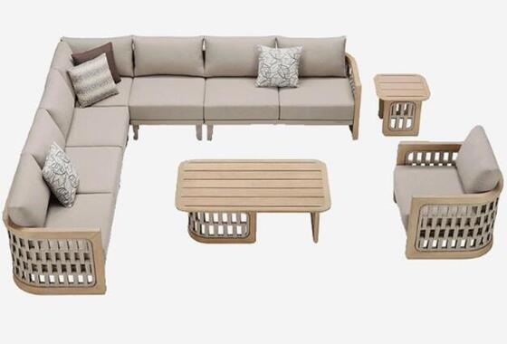 L shape Teak sofa set outdoor or indoor use high density sponge