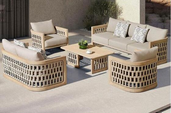 L shape Teak sofa set outdoor or indoor use high density sponge
