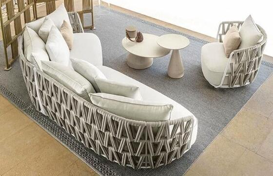 Luxry Aluminum Rope garden sofa set high density sponge