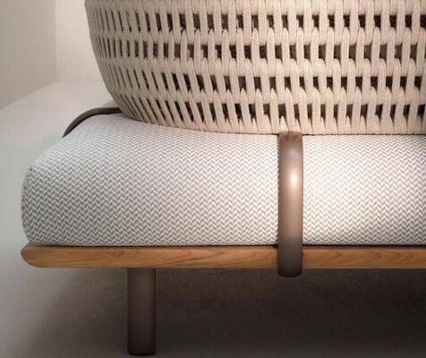 L shape Teak Aluminum Rope patio sofa set high density sponge