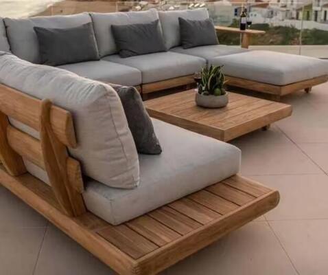 Teak Wood Outdoor Sectional Lounge Furniture Sofa Set high density sponge