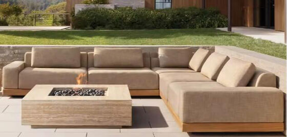 Waterproof Cushion Patio Sectional Sofa Set Balcony Relax Single Teak Wooden