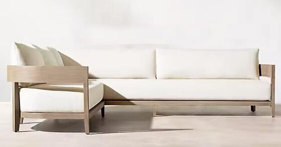 Garden Corner Couch Villa Waterproof Hotel Patio Solid Teak Wood Sectional Sofa Set for Courtyard