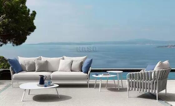 All Weather Rope Outdoor Sofa Garden Patio Furniture Modern Aluminum Frame