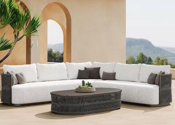 Aluminum Luxury Garden Furniture Lounge Sofa Set L-shape Sectional Sofa Patio Furniture Sofa Set