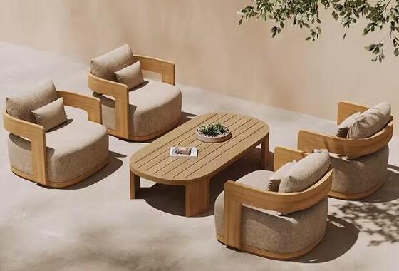 Luxury Teak Wood Outdoor Garden Sofa Set Patio Furniture for Villa Resort Hotels and Balconies