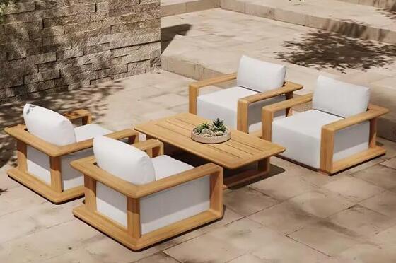 Wooden Garden Waterproof Luxury Outdoor Furniture Outdoor Sofa Sets Hotel Outdoor Teak Patio Sofa Modern Garden Sofa Set