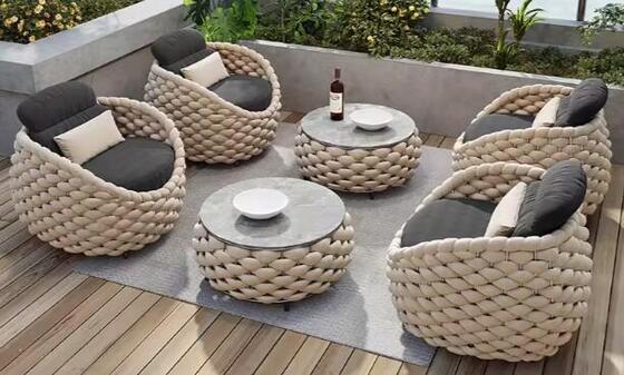 High quality rope Outdoor Garden Sofa Set Waterproof Cushions-Durable Patio Furniture For Apartment