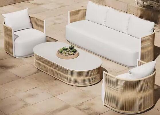 Modern Hotel Garden Sofa Rope Outdoor Sofa Luxury Villa All Weather Patio Outdoor Furniture Set Garden Sofa