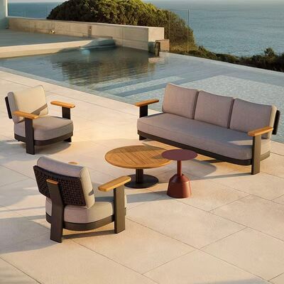 Aluminum frame Teak Sofa Set Furniture outdoor sofa set Patio Garden Sofa Set