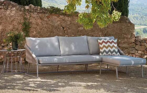 High quality Rope Waterproof Sofas Outdoor Rattan Wicker Sofa Set with Cushion