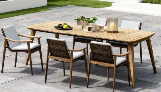 Outdoor Furniture Garden Eco-friendly Wood Rope Table Set