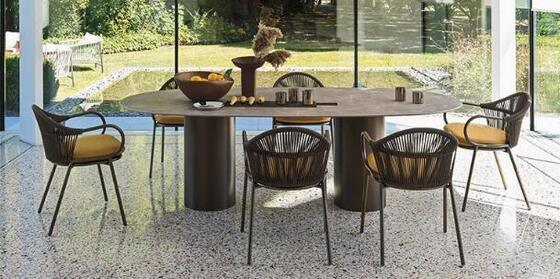 garden set 1pc Long Table Set 6pcs Rope Chairs Set patio villa