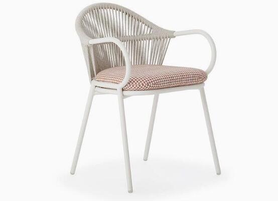 Patio Set 1pc Round Table Set 4pcs Rope Chairs Set Outdoor Villa