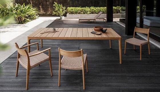 Outdoor Villa teak wood table and chair with rope seater