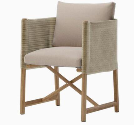 WIcker Rattan Rope Teak Wood Outdoor Garden Round Table Design Garden Table And Chairs Patio Villa